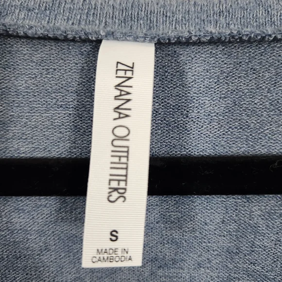 NEW! Zenana Outfitters Gray / Blue Long Sleeve - Oversized - Picture 8 of 9
